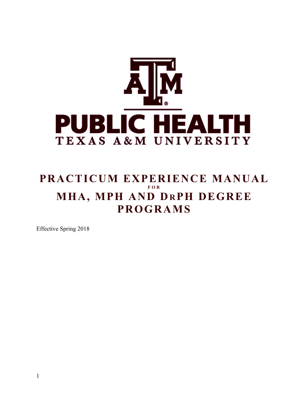 MHA, MPH and Drph Degree Programs