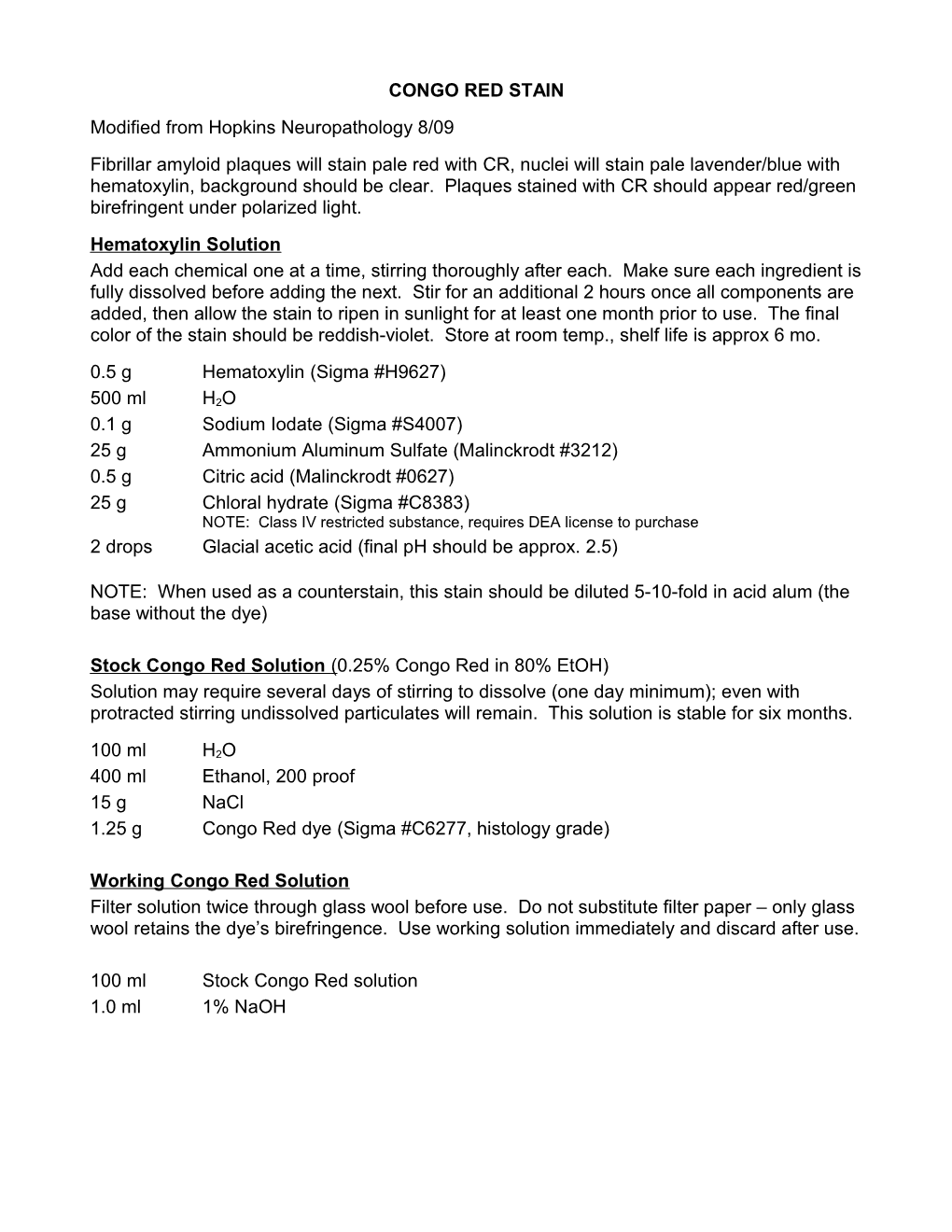 Modified from Hopkins Neuropathology 8/09