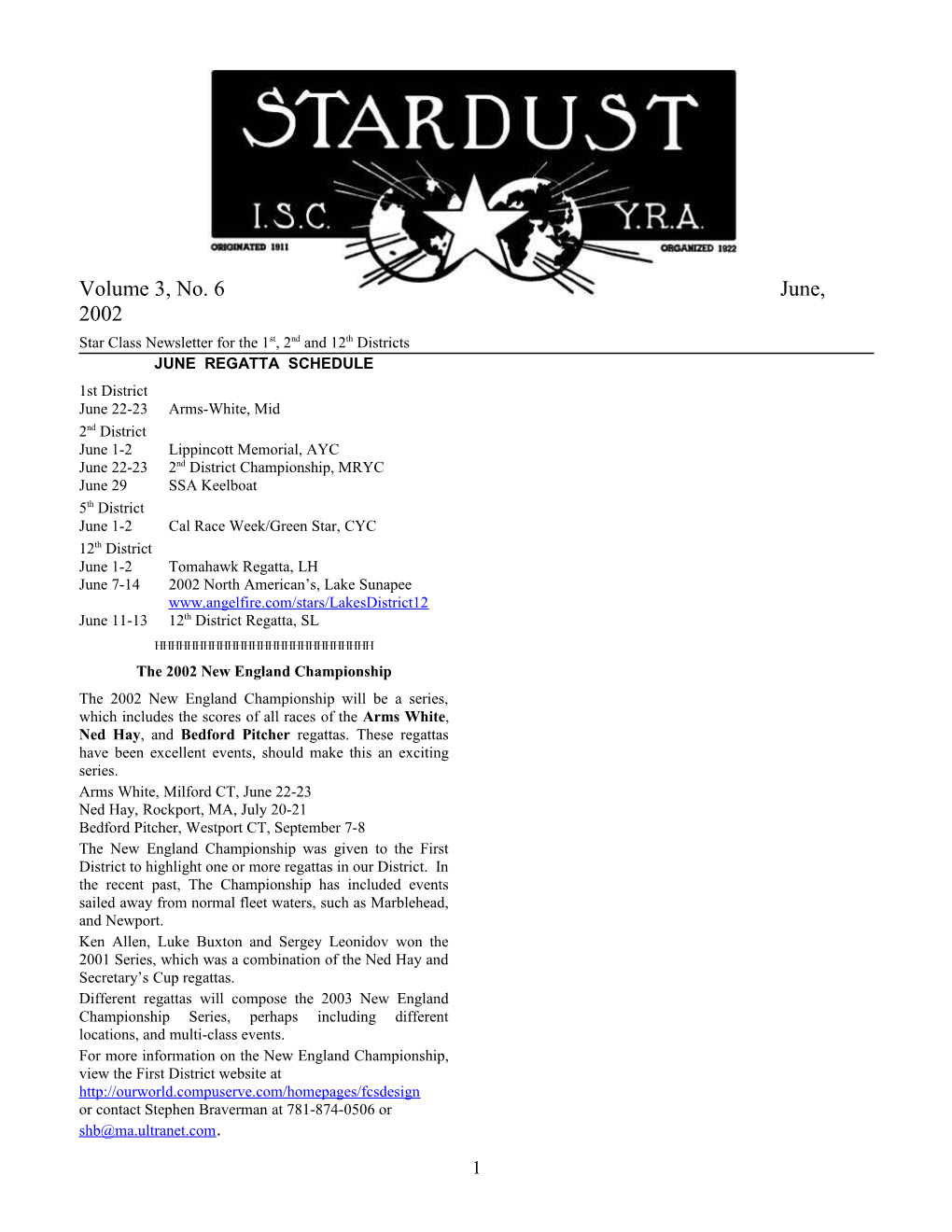 Local Star Class Newsletter s1