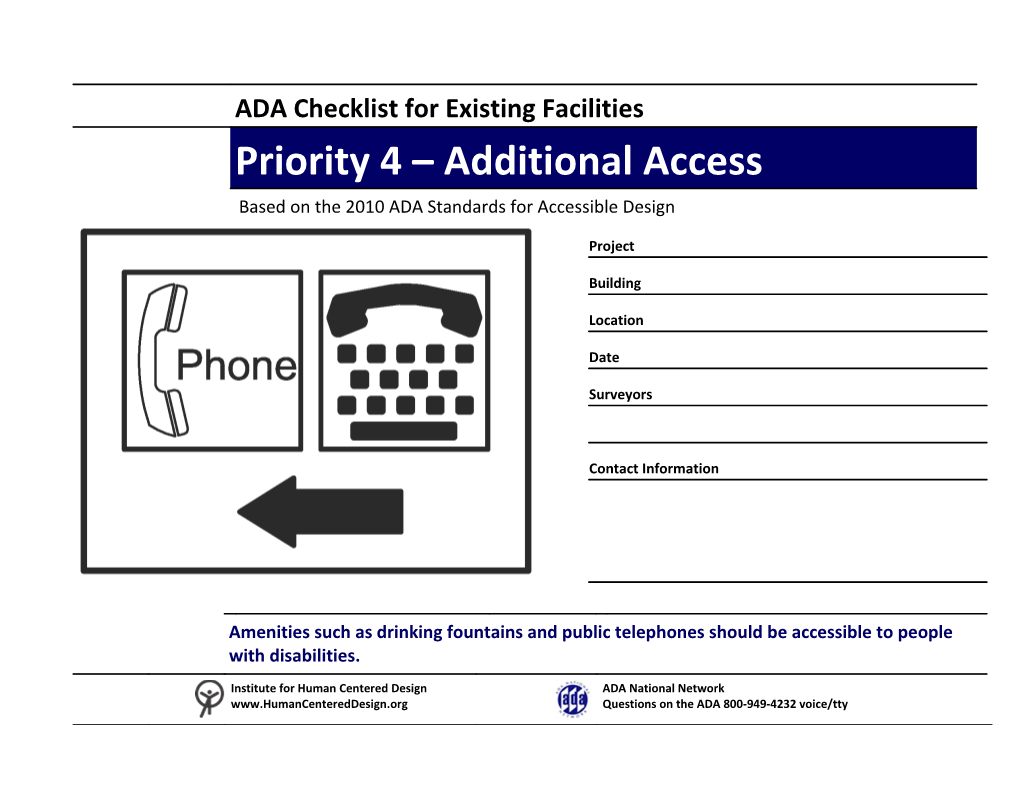 ADA Checklist for Existing Facilities Priority 4 Additional Access