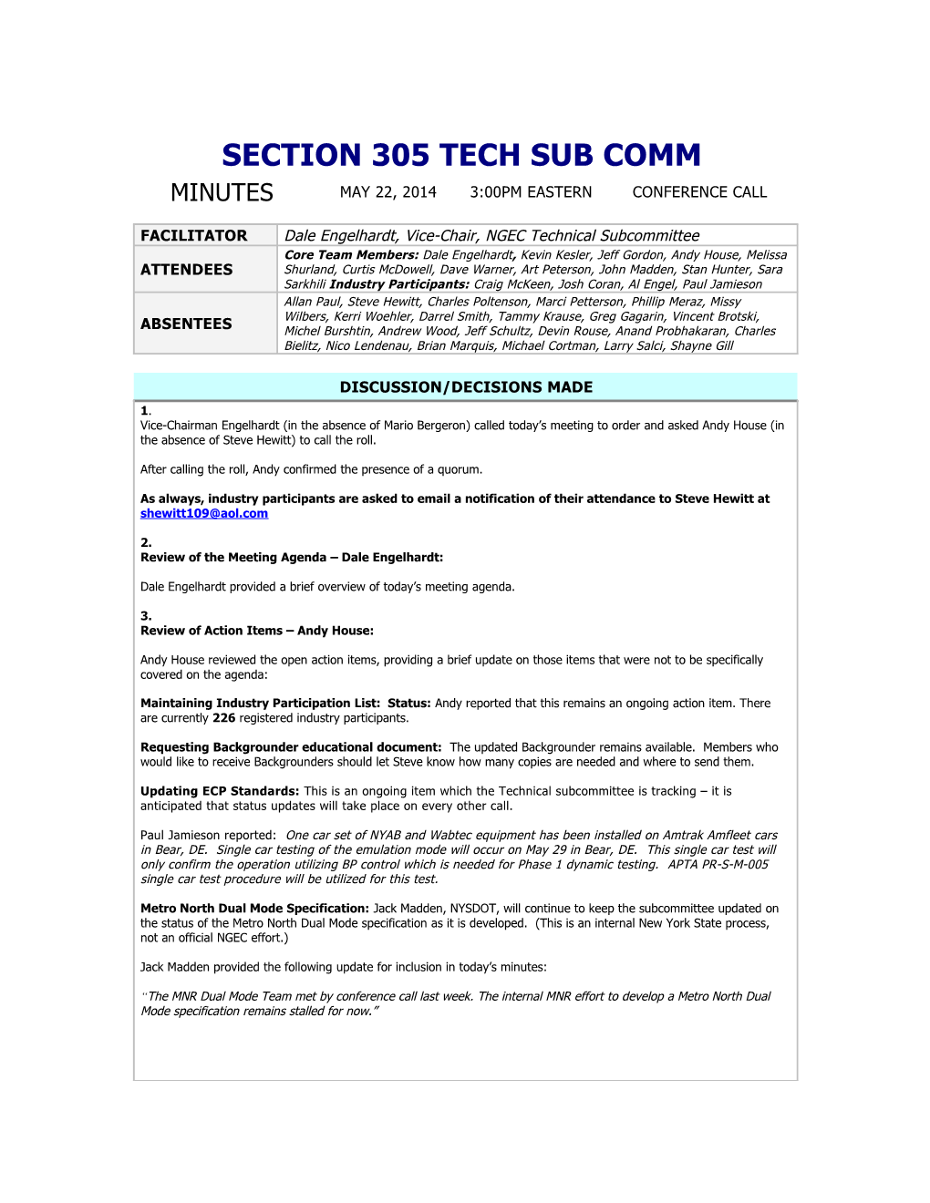 Section 305 Tech Sub Comm