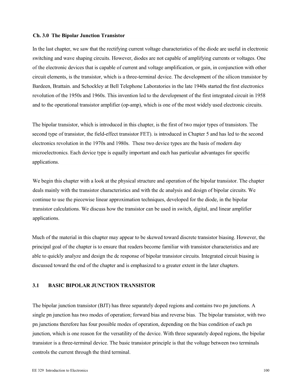 Ch. 3.0 the Bipolar Junction Transistor