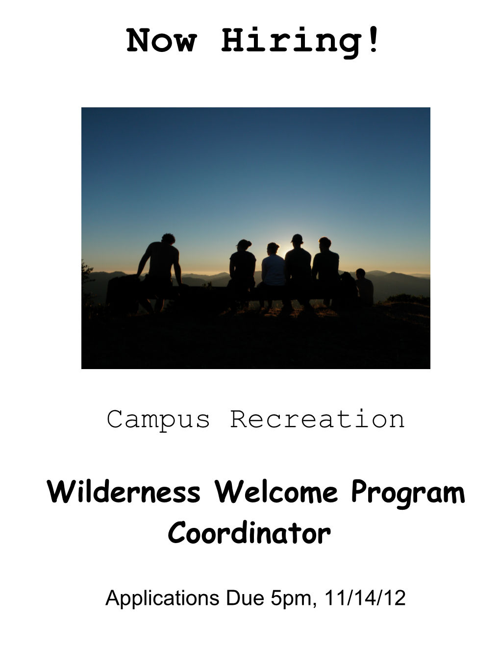 Wilderness Welcome Program Coordinator
