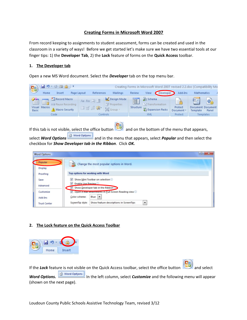 Creating Forms in Microsoft Word 2007