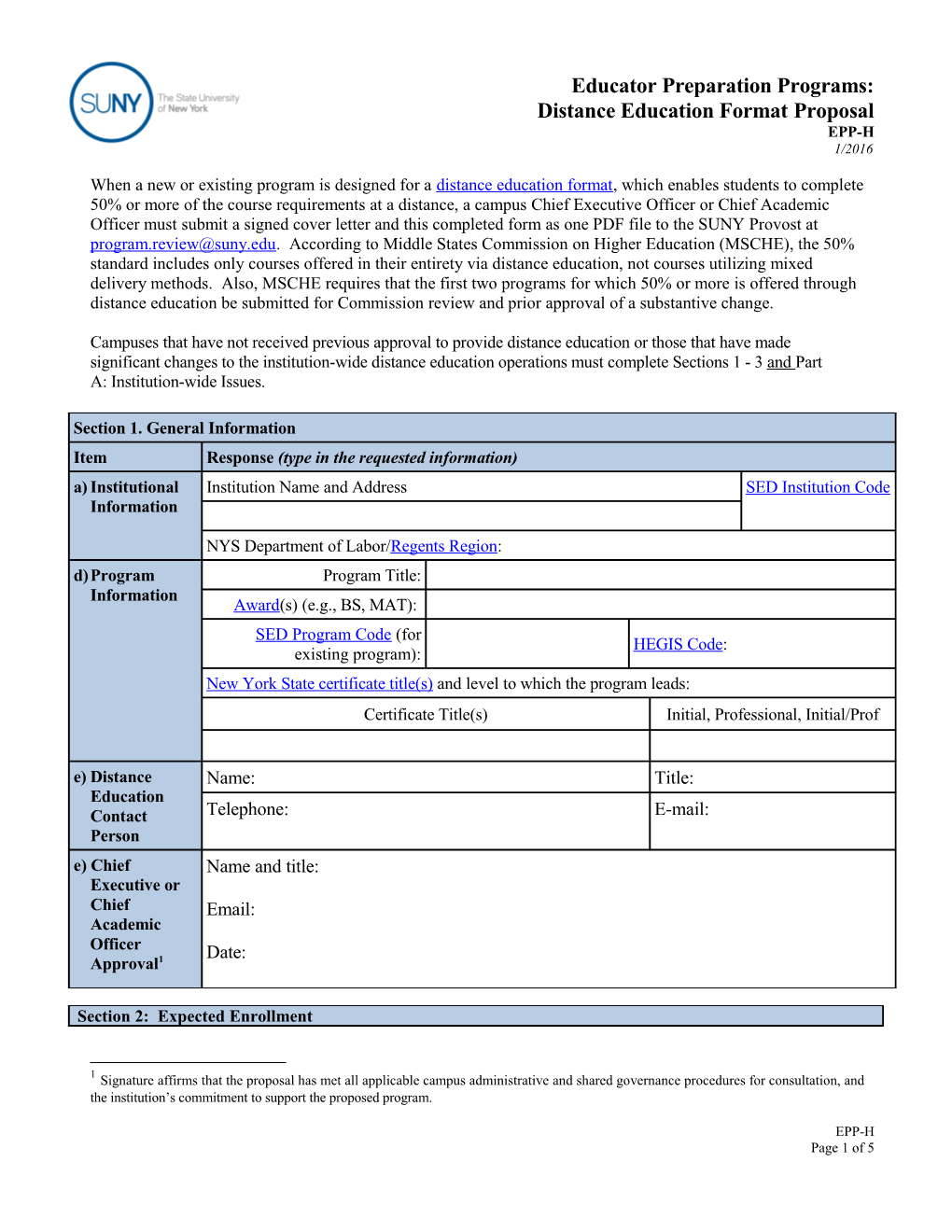 Application for Addition of the Distance Education Format s1