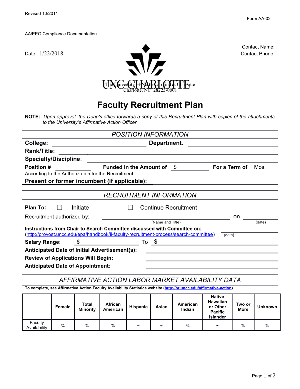 Faculty Recruitment Plan