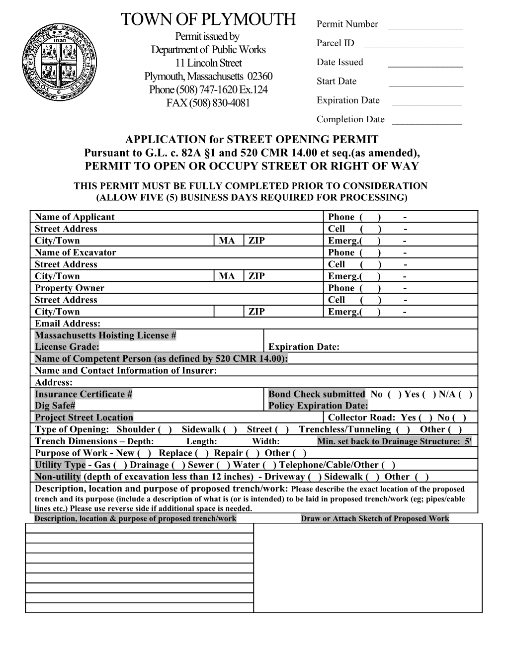 TOWN of PLYMOUTH Permit Issued By