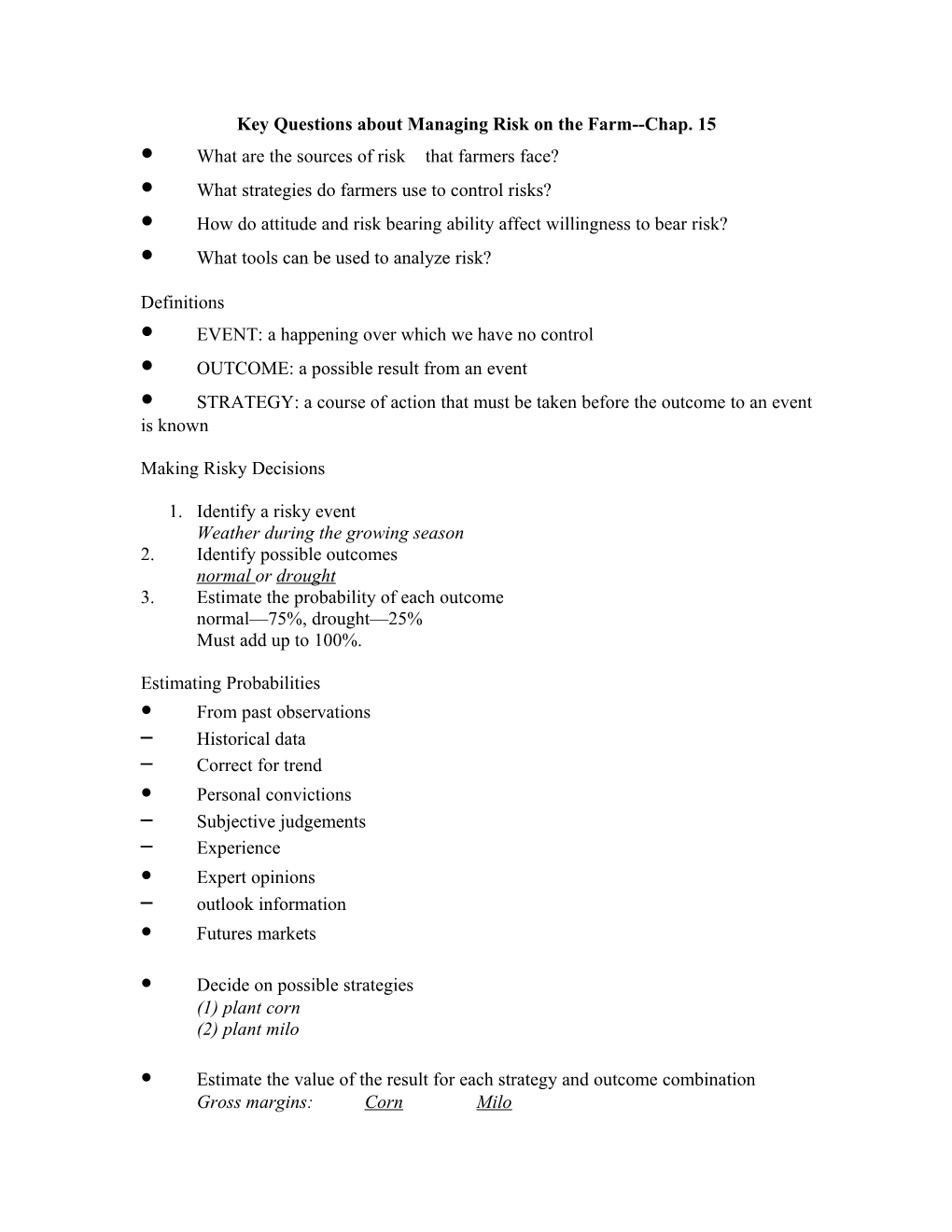 Key Questions About Managing Risk on the Farm Chap