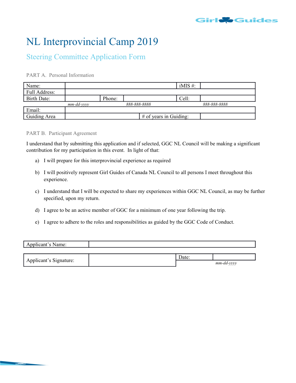 Steering Committee Application Form