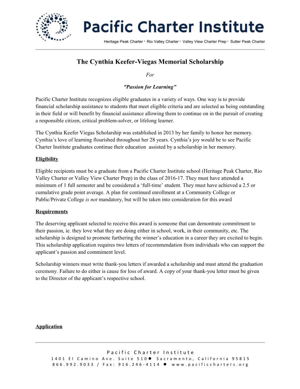 The Cynthia Keefer-Viegas Memorial Scholarship