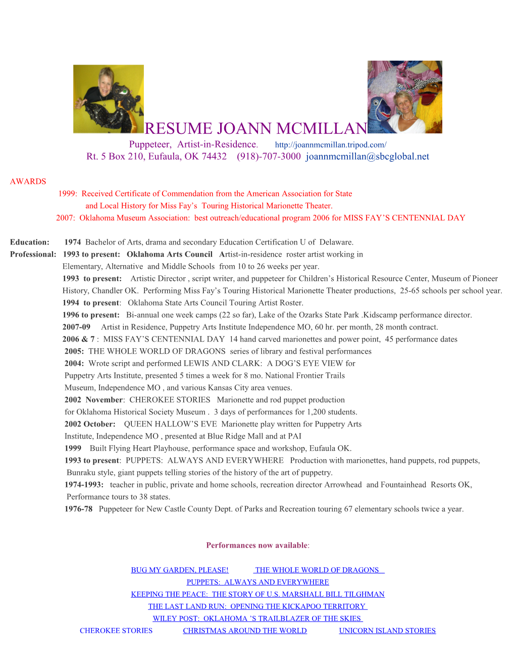 Resume Joann Mcmillan