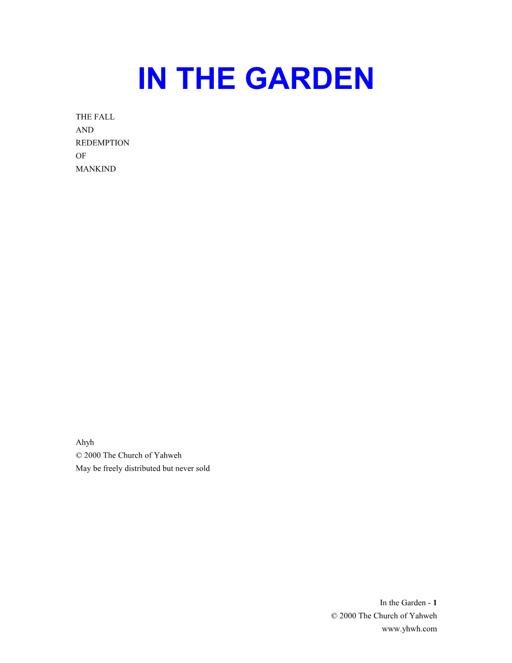 In the Garden - TOC