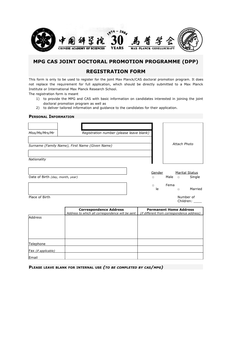 Mpg Cas Joint Doctoral Promotion Programme (Dpp)