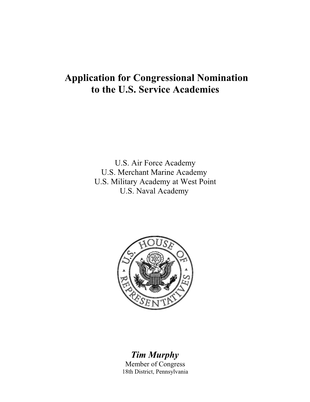 Application for Congressional Nomination