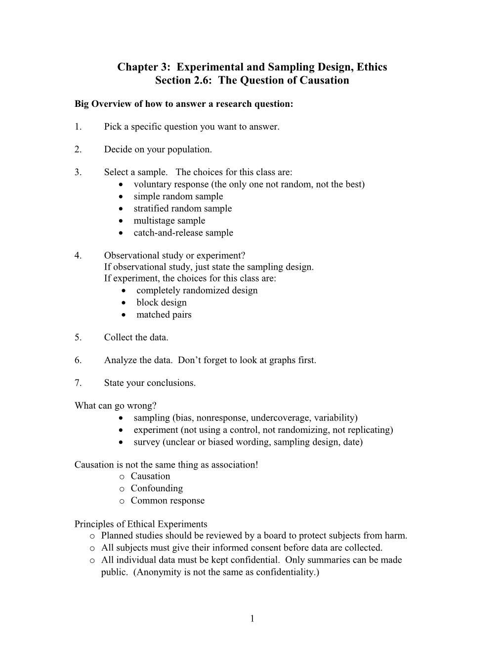 Chapter 3: Experimental and Sampling Design, Ethics