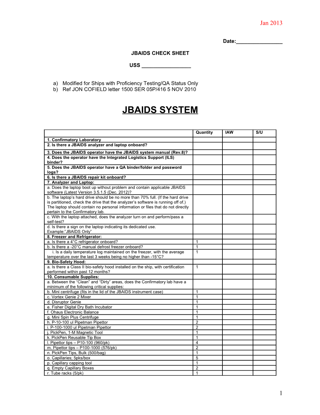 Jbaids Check Sheet