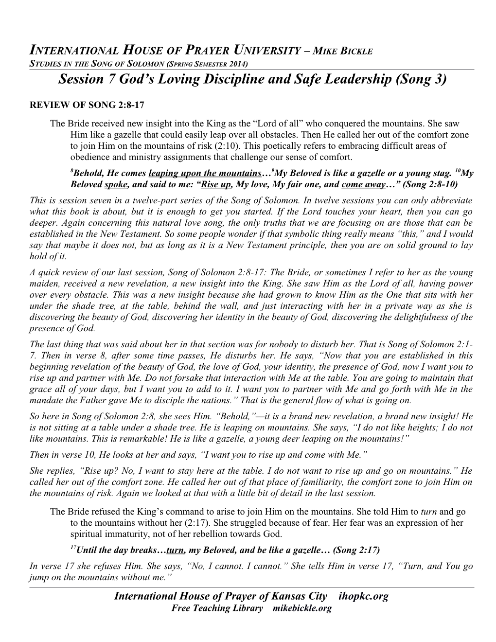Session 7 God S Loving Discipline and Safe Leadership (Song 3)