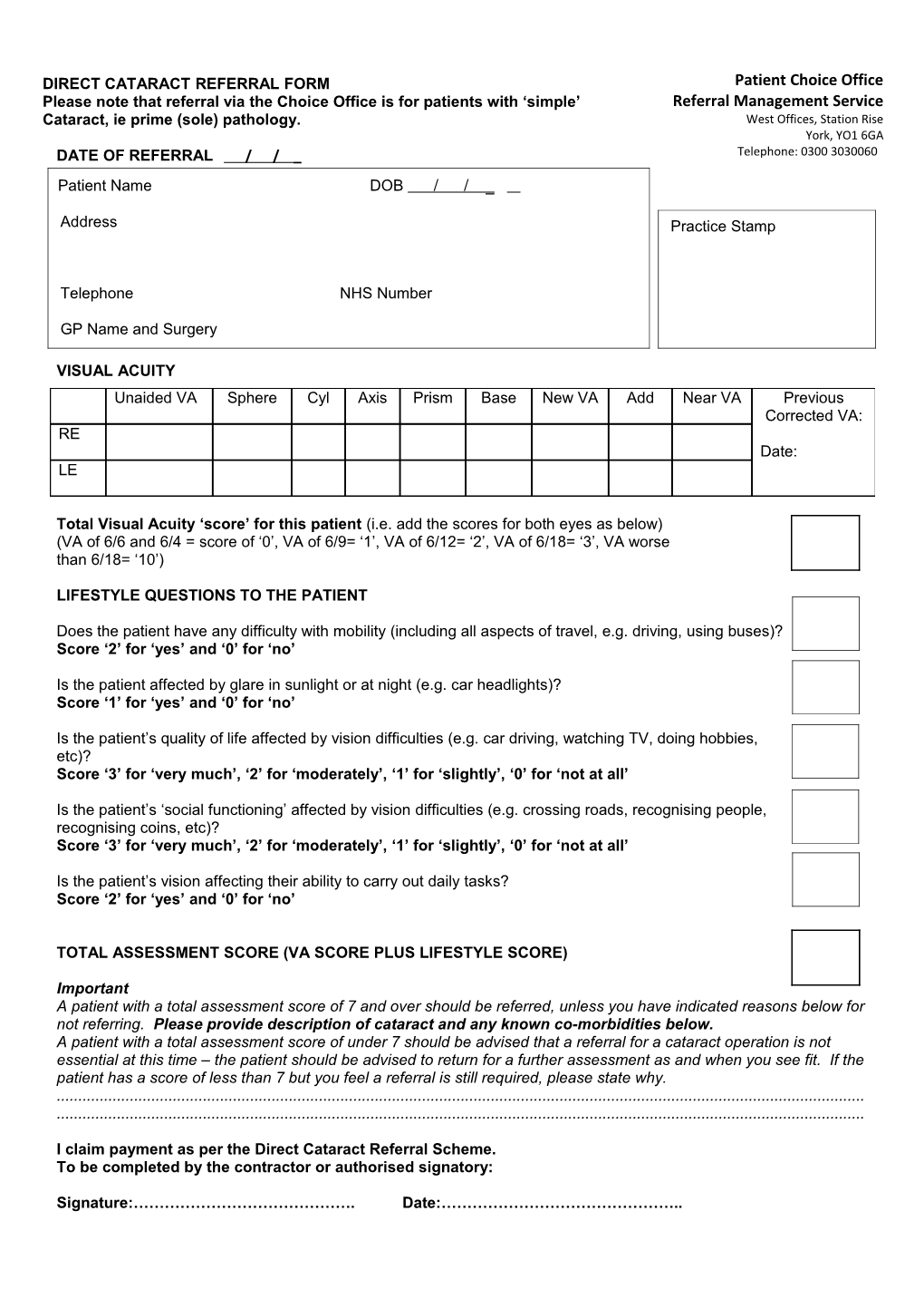 Cataract Clinic Referral Form