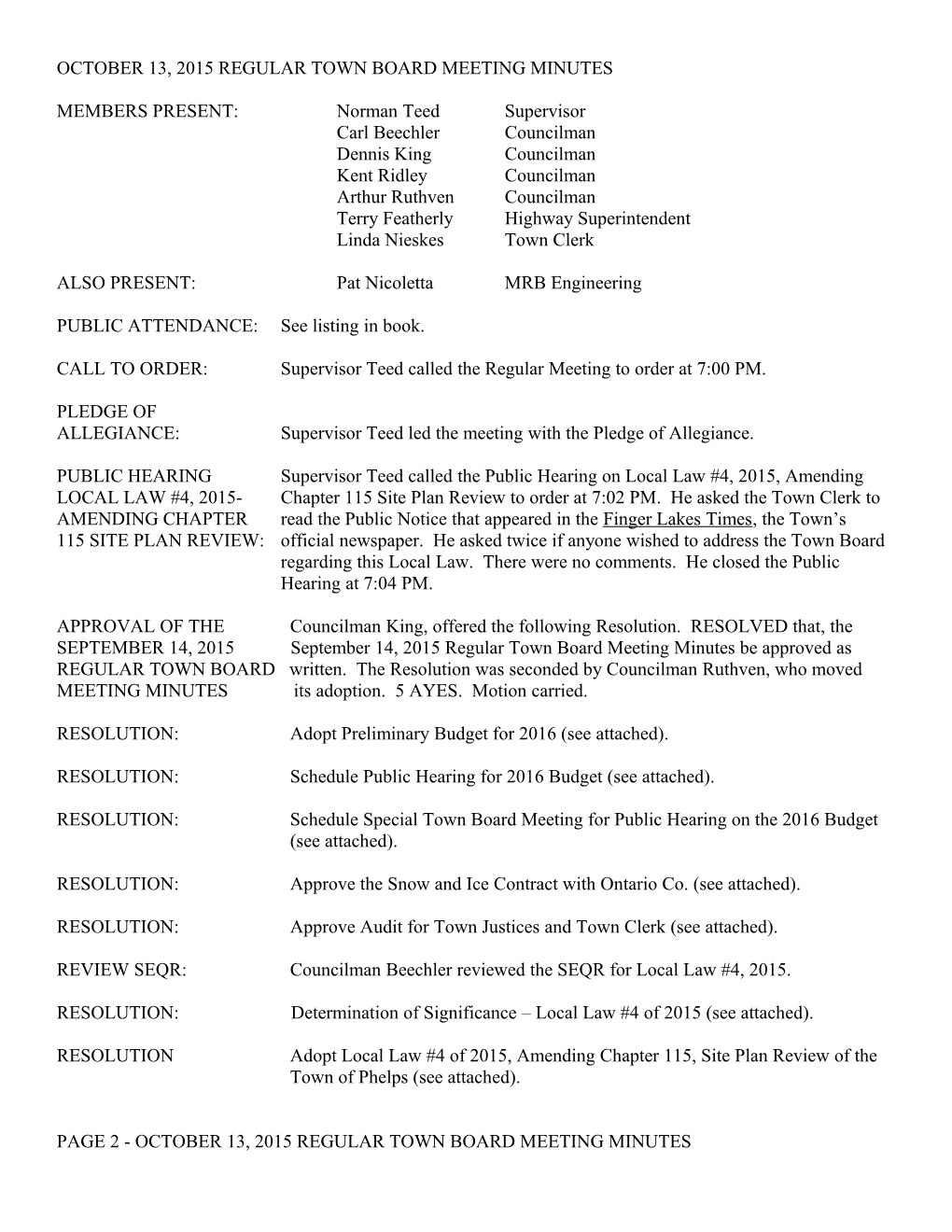 February 6, 2006 Regular Town Board Meeting Minutes