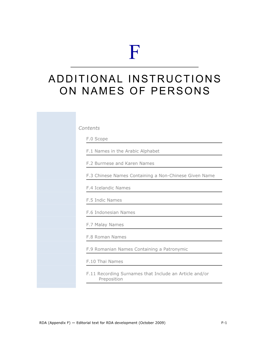 RDA (Appendix F) Editorial Text for RDA Development (October 2009) F-8