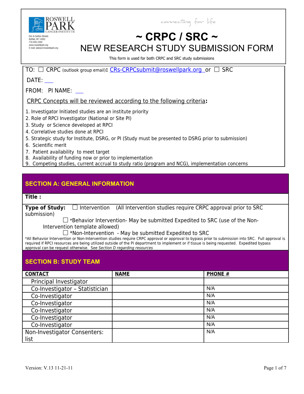 CRPC Concepts Will Be Reviewed According to the Following Criteria