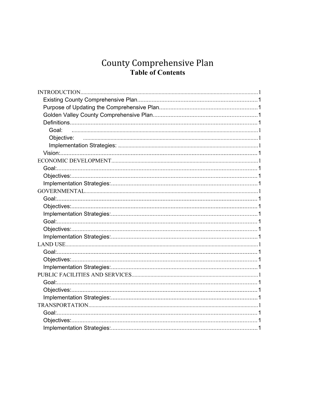 Olden Valley County Comprehensive Planplanupdate: 2012