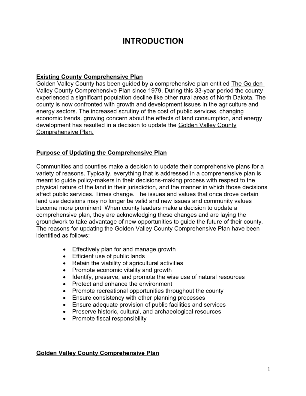 Olden Valley County Comprehensive Planplanupdate: 2012