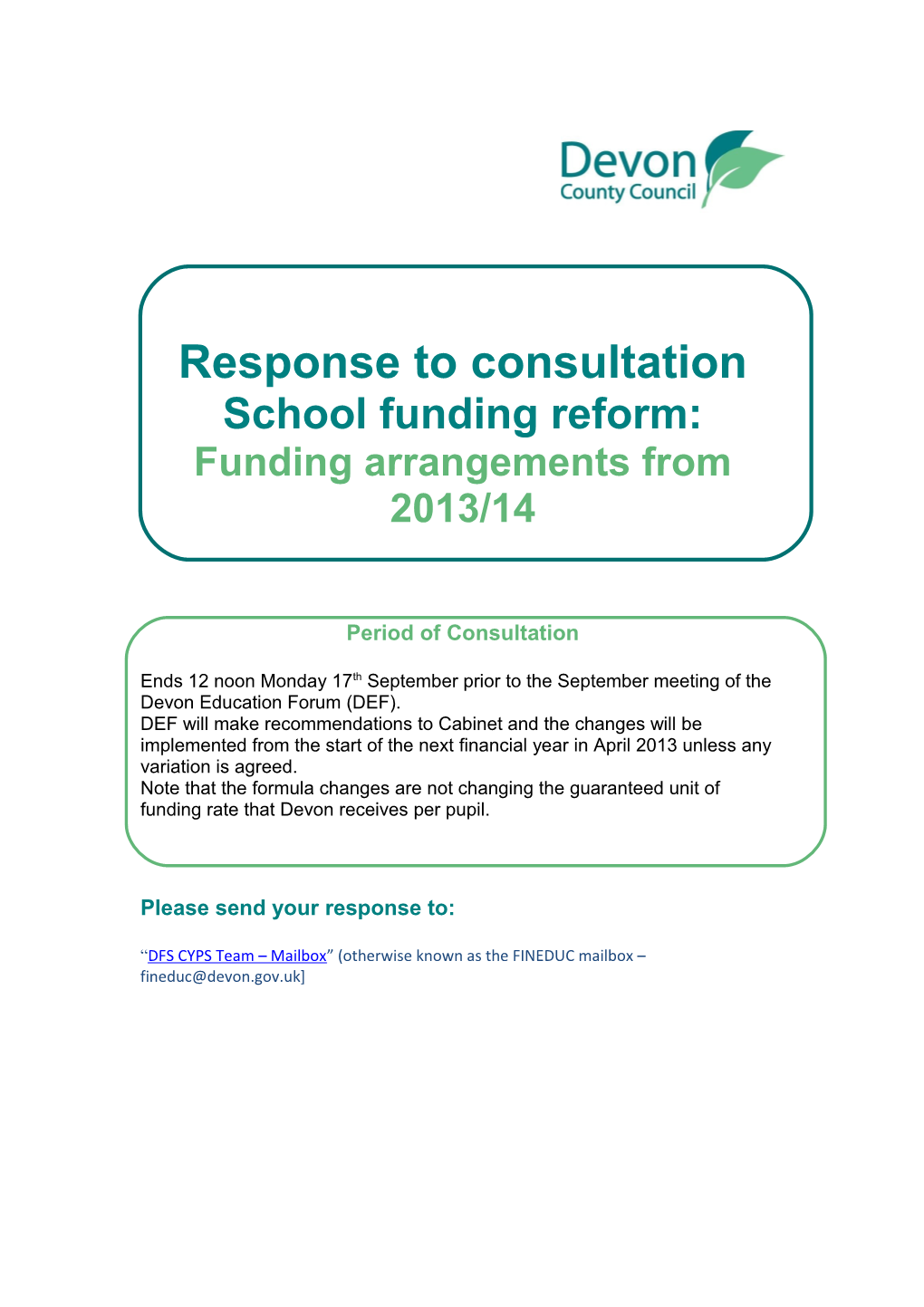 Response to Consultation