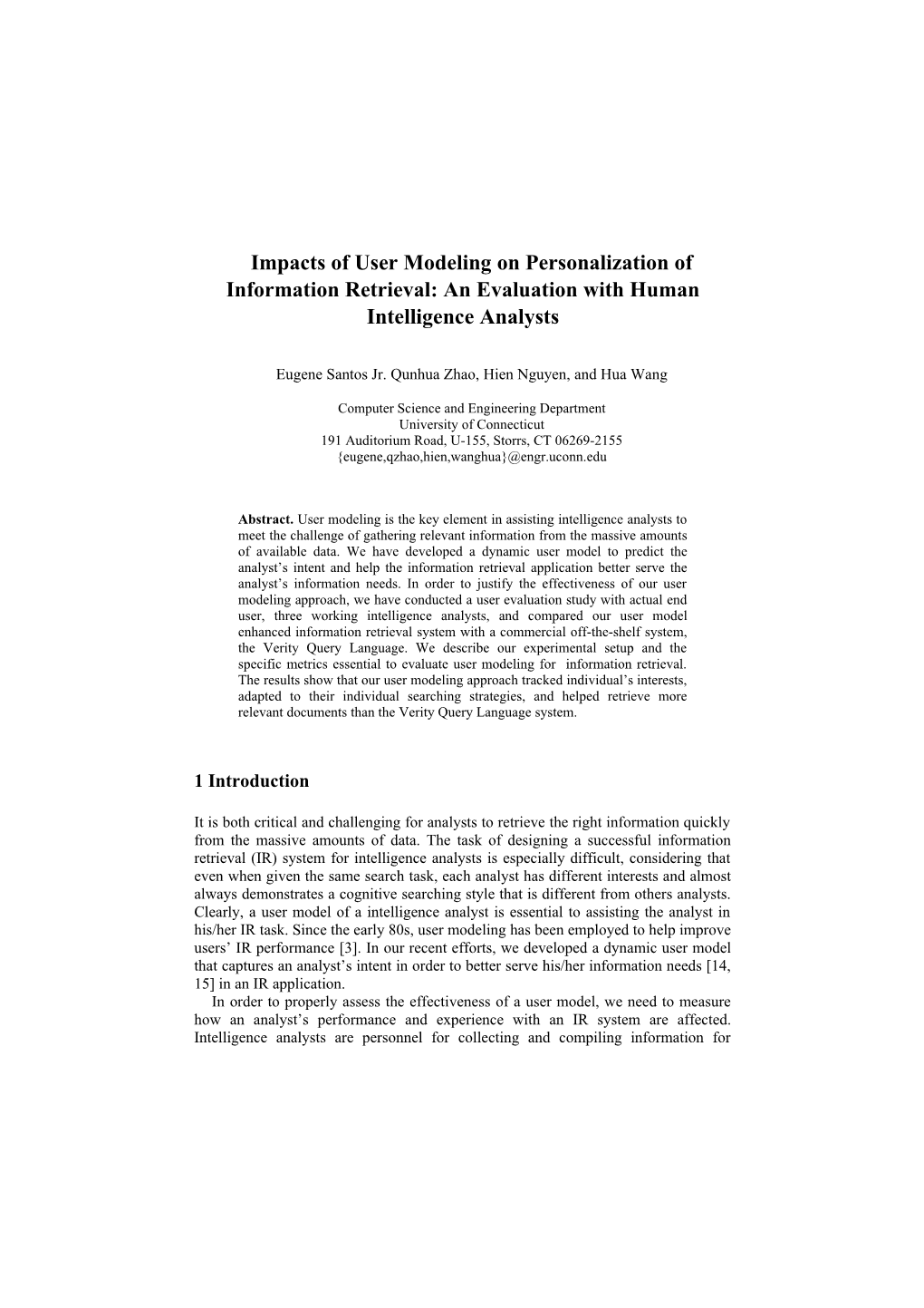 Impacts of User Modeling on Personalization of Information Retrieval: an Evaluation With