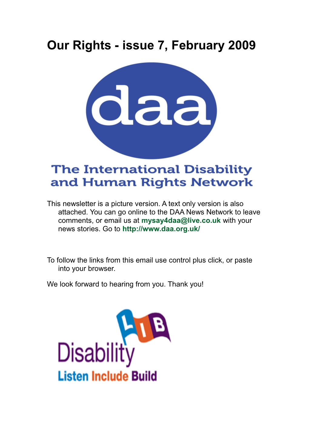 DAA's Newsletter for Disability Lib