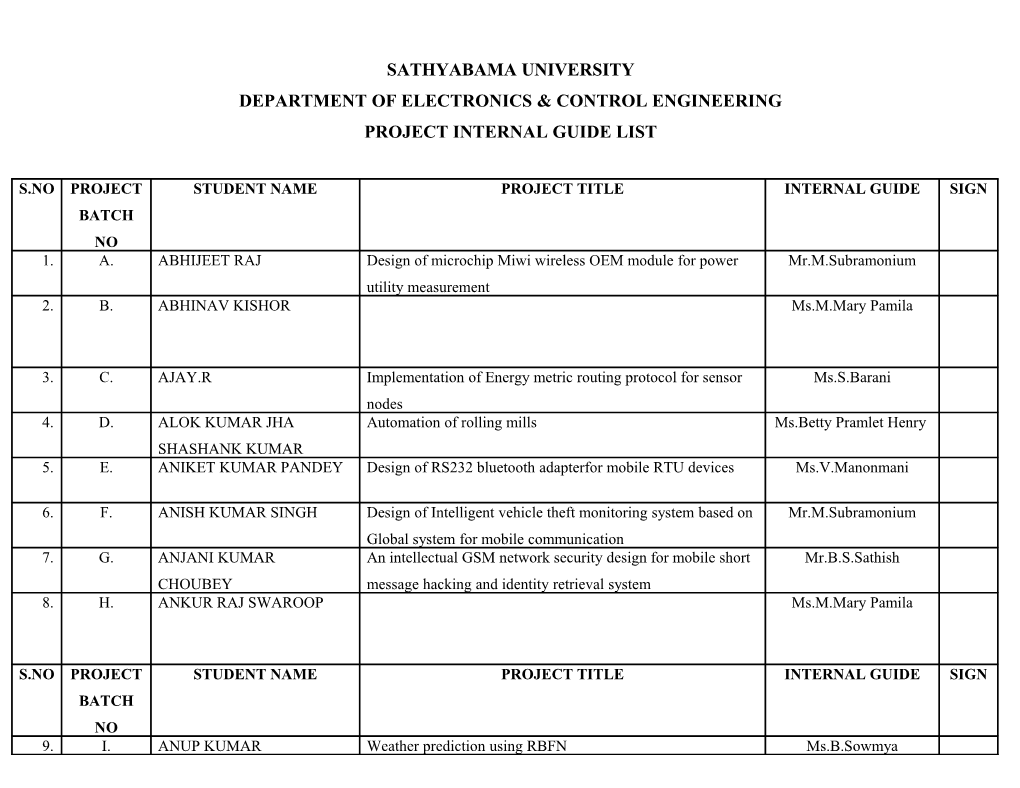 Department of Electronics & Control Engineering