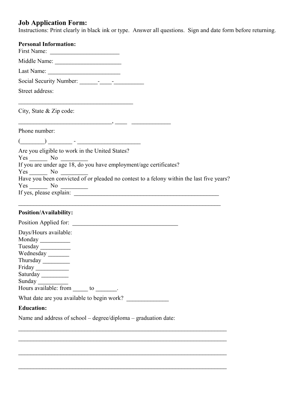 Job Application Form s9