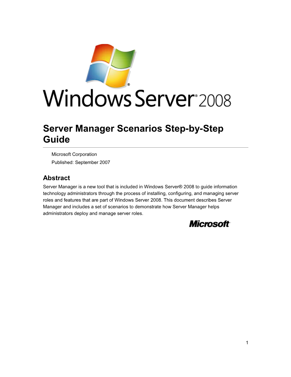 Server Manager Scenarios Step-By-Step Guide