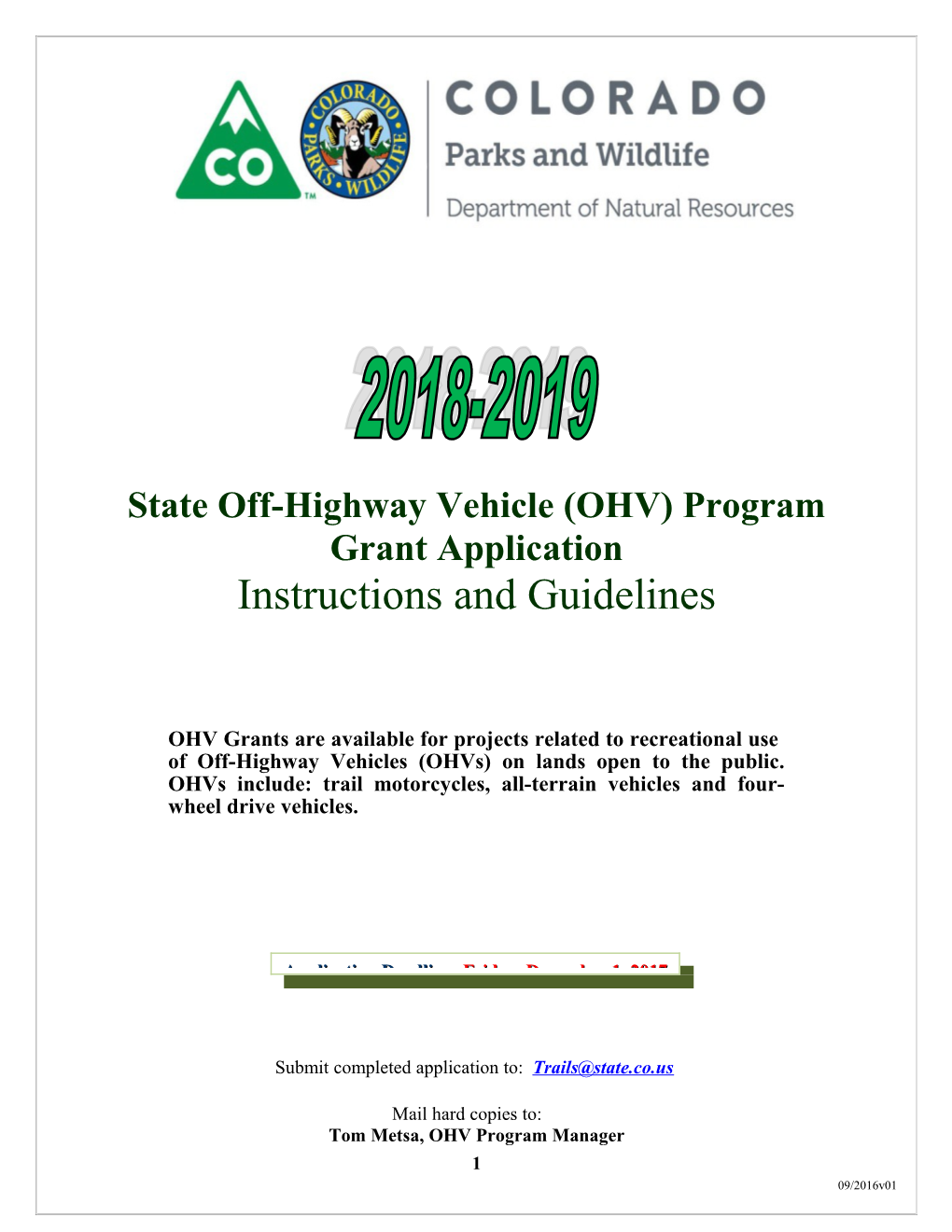 State Off-Highway Vehicle (OHV) Program
