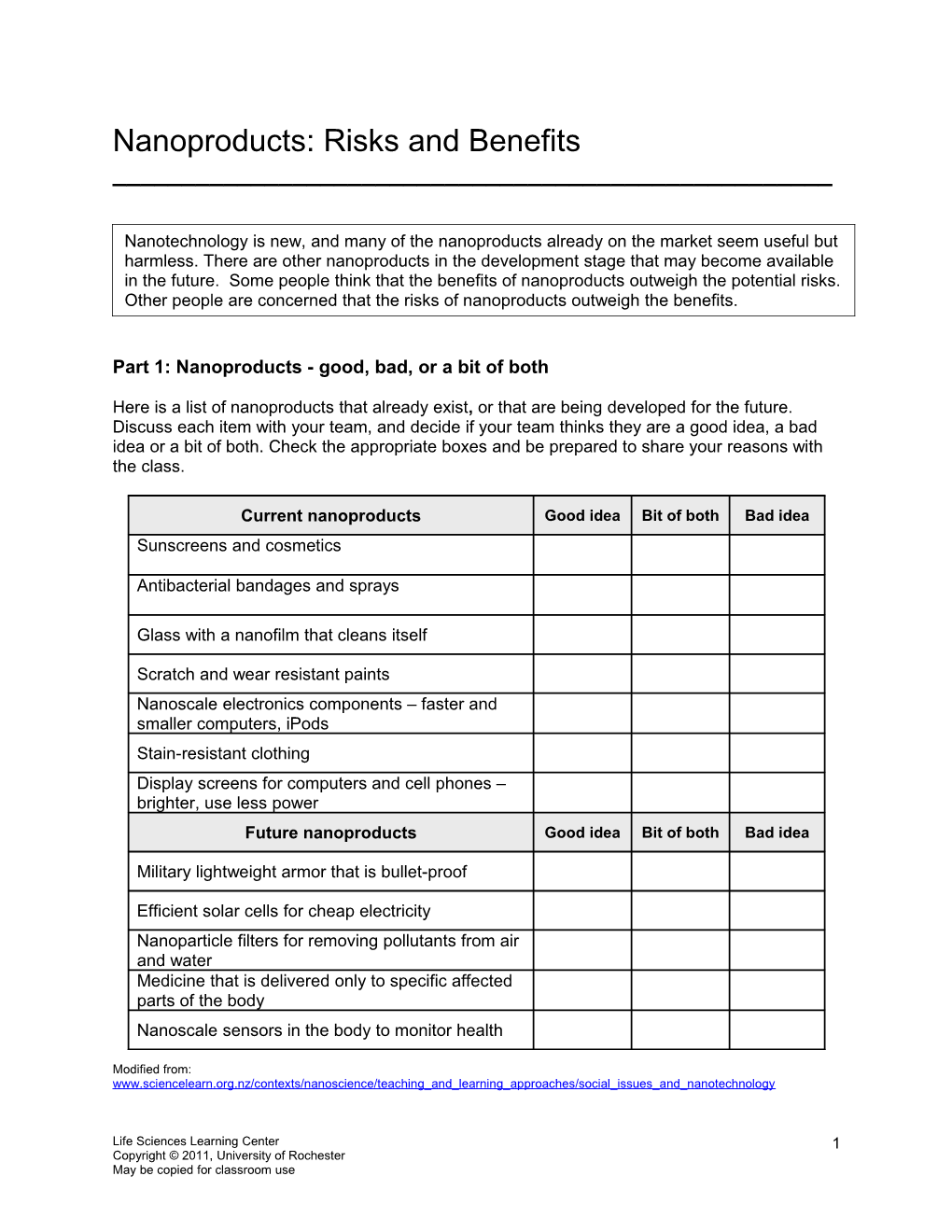 Part 1: Nanoproducts - Good, Bad, Or a Bit of Both