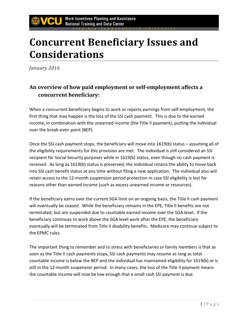 Concurrent Beneficiary Issues and Considerations