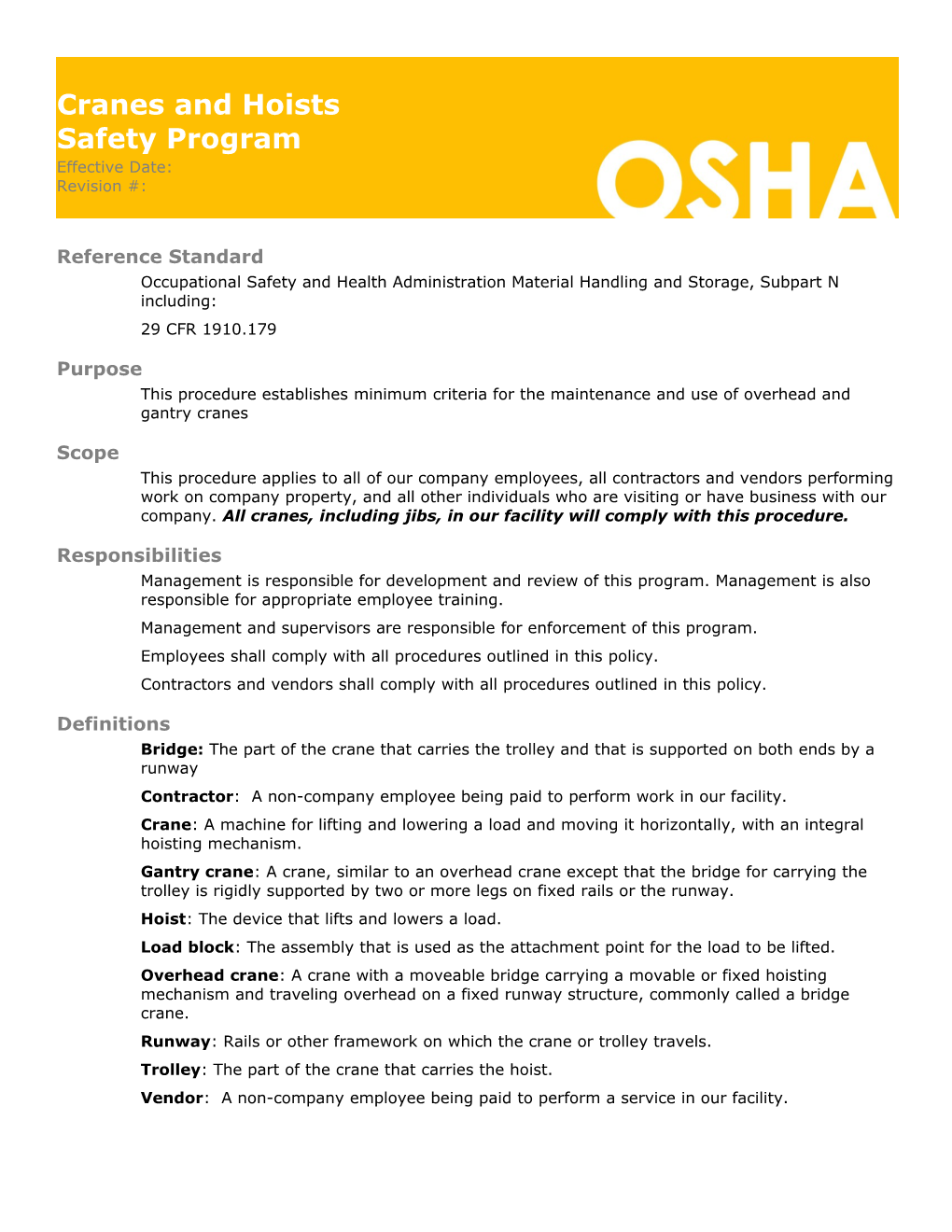 Occupational Safety and Health Administration Material Handling and Storage, Subpart N
