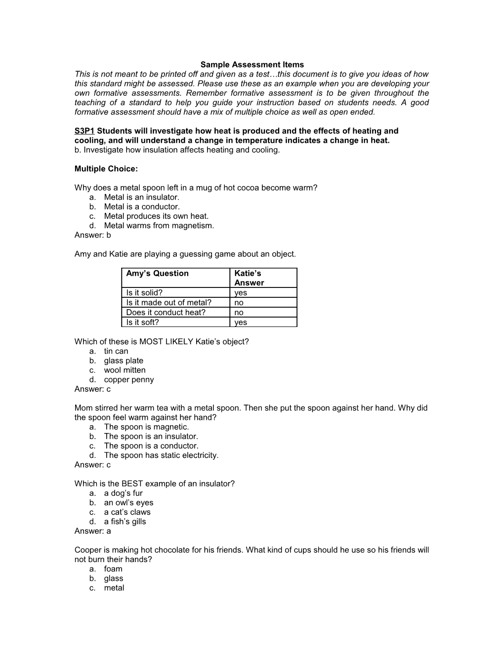 Sample Assessment Items s6