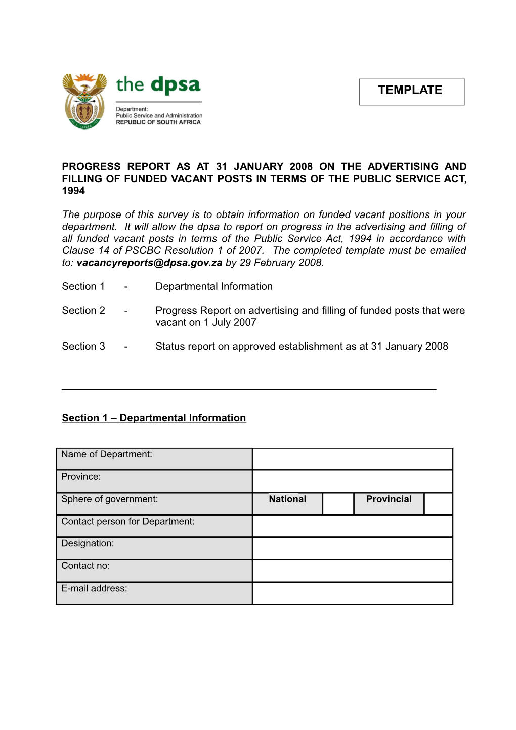 Progress Report As at 31 January 2008 on the Advertising and Filling of Funded Vacant