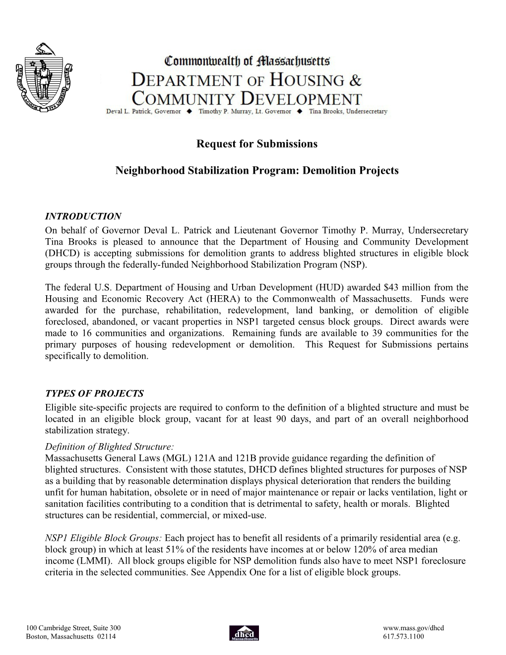 Neighborhood Stabilization Program: Demolition Projects