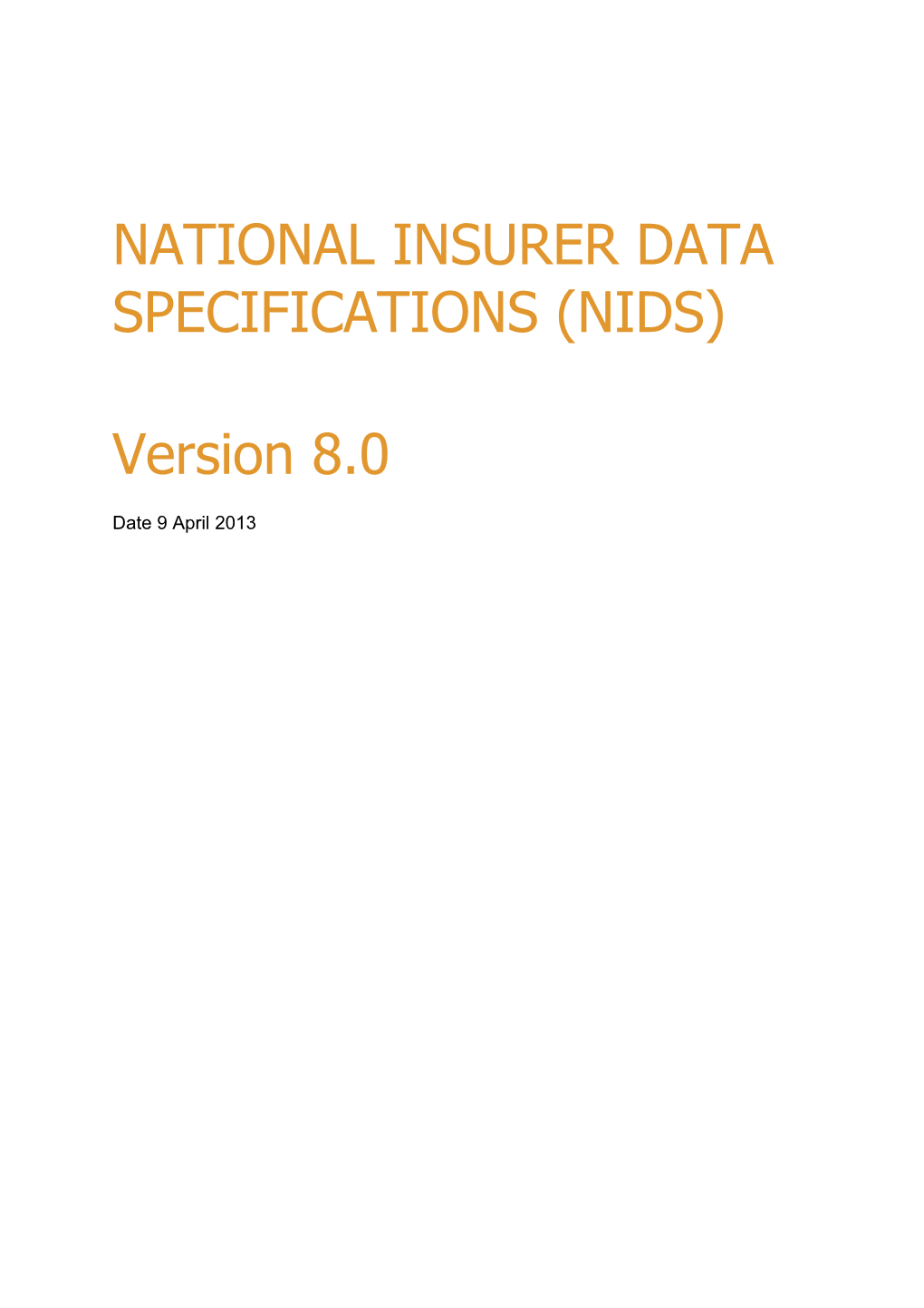 National Insurers Data Specification
