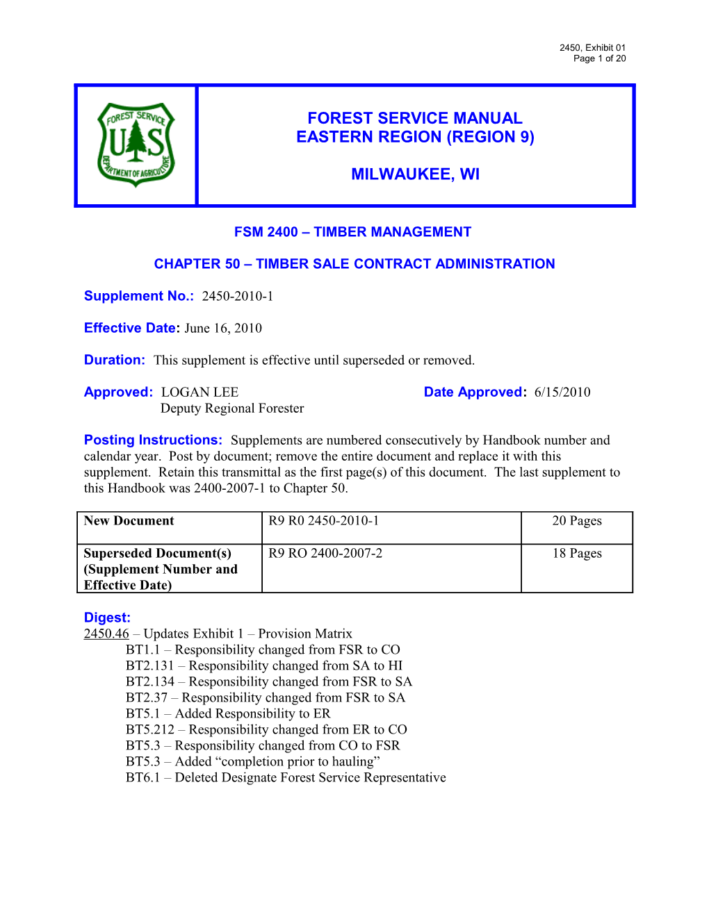 Chapter 50 Timber Sale Contract Administration