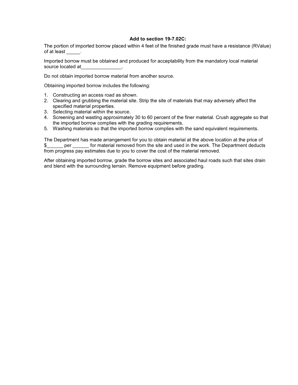 Section 19-7.02C. Use for Specifying Imported Borrow Material