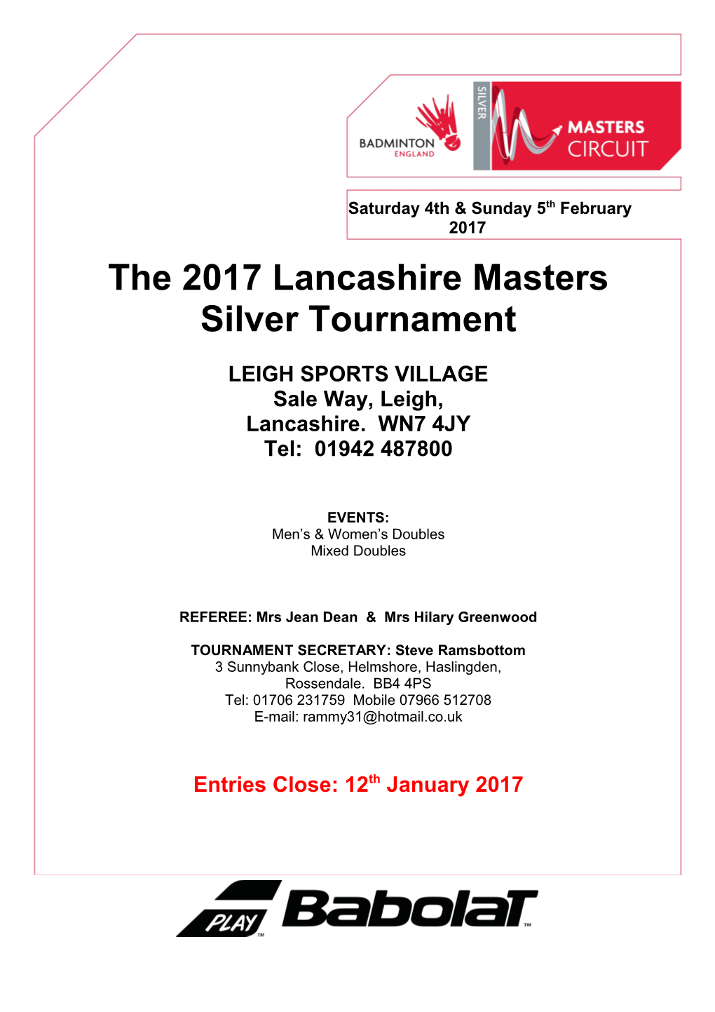 The 2017 Lancashire Masters Silver Tournament