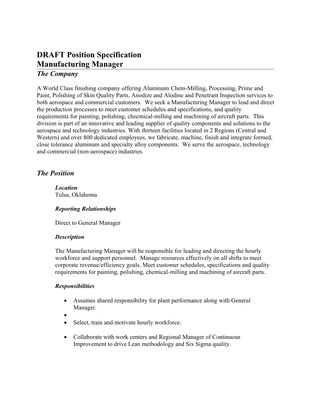 Position Specification