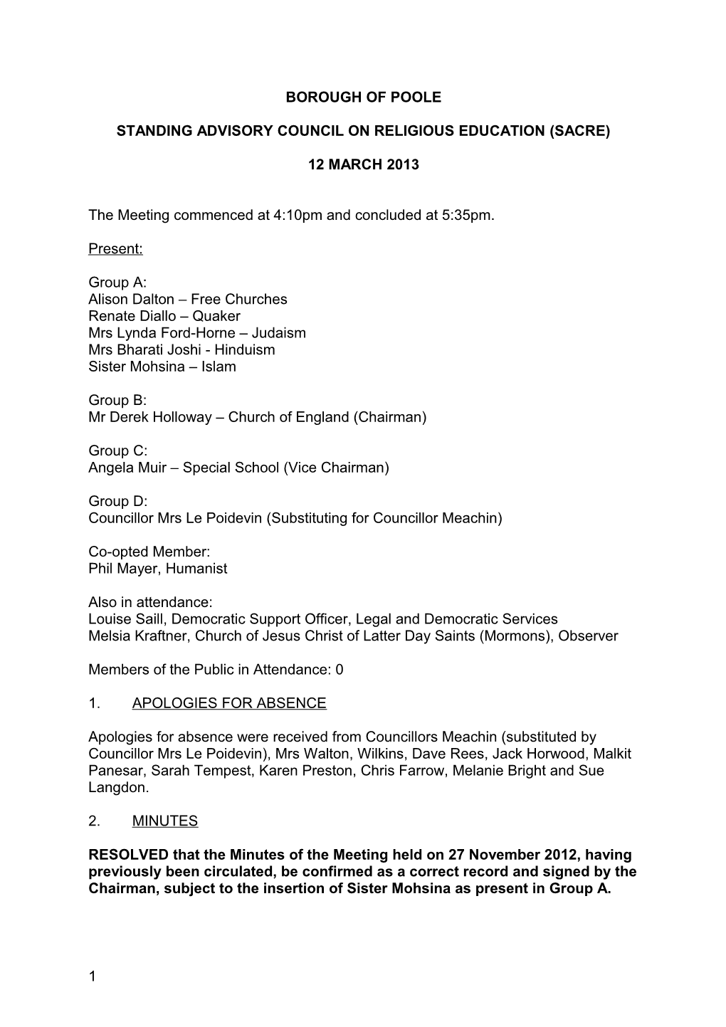 Standing Advisory Council on Religious Education (Sacre)