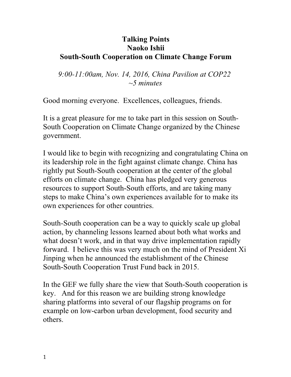 South-South Cooperation on Climate Change Forum