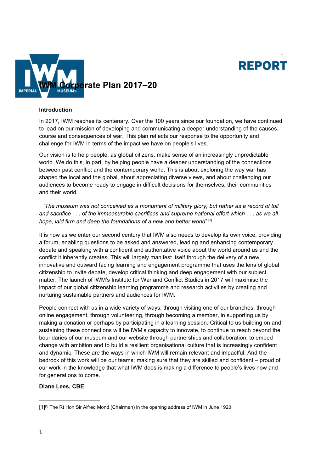 IWM Corporate Plan 2017 20