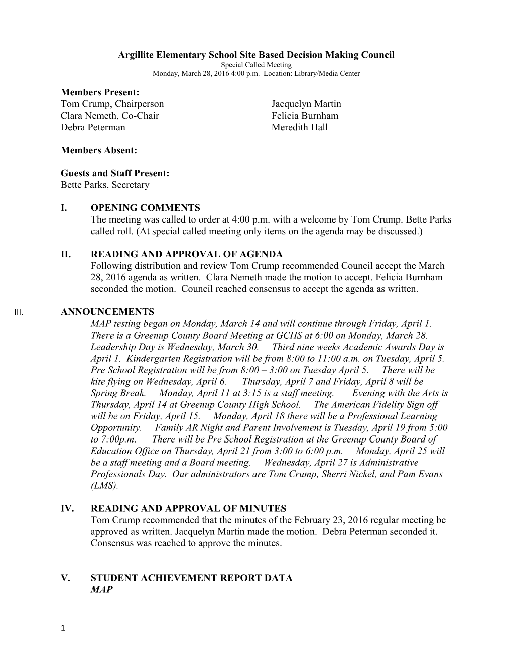 Argillite Elementary School Site Based Decision Making Council s2