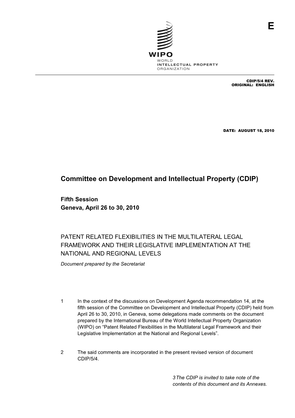 Committee on Development and Intellectual Property (CDIP) s2